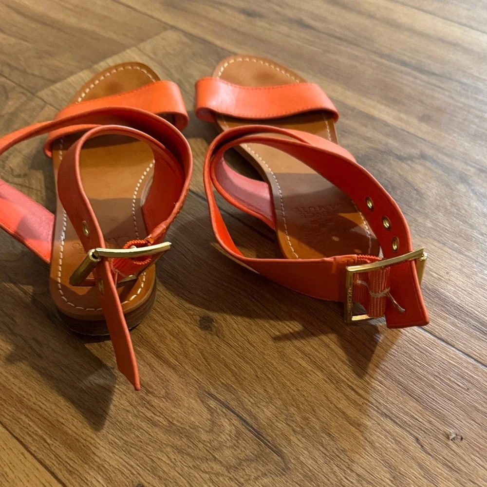 Vince Camuto Orange Leather Crisscross Ankle Strap Sandals - Picture 2 of 4